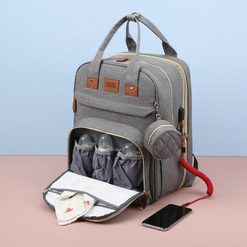 Luxury Waterproof Baby Diaper Backpack Multi-function Mommy Bed